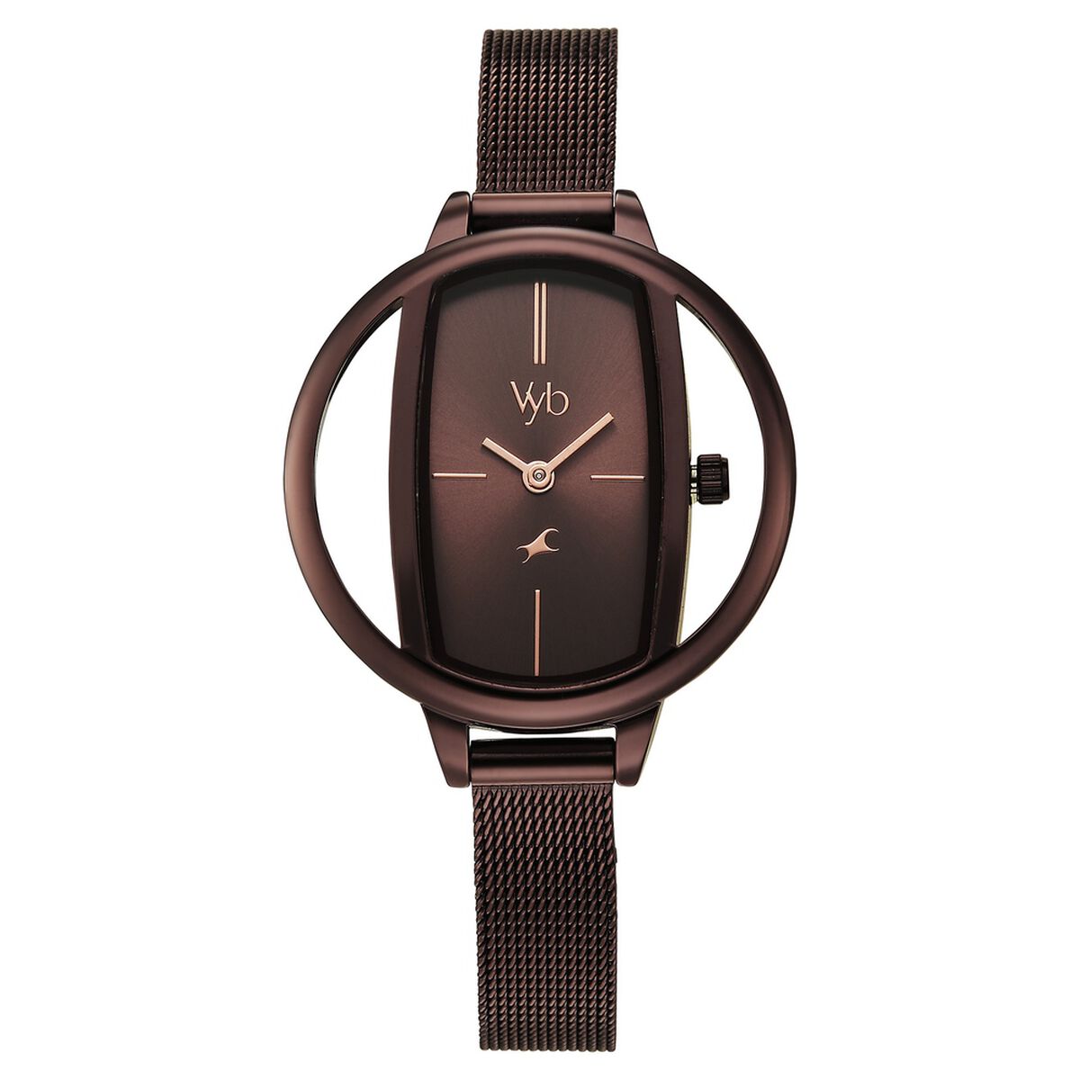 Vyb Charmer By Fastrack Quartz Analog Brown Dial Brown Stainless Steel Strap Watch For Girls 2