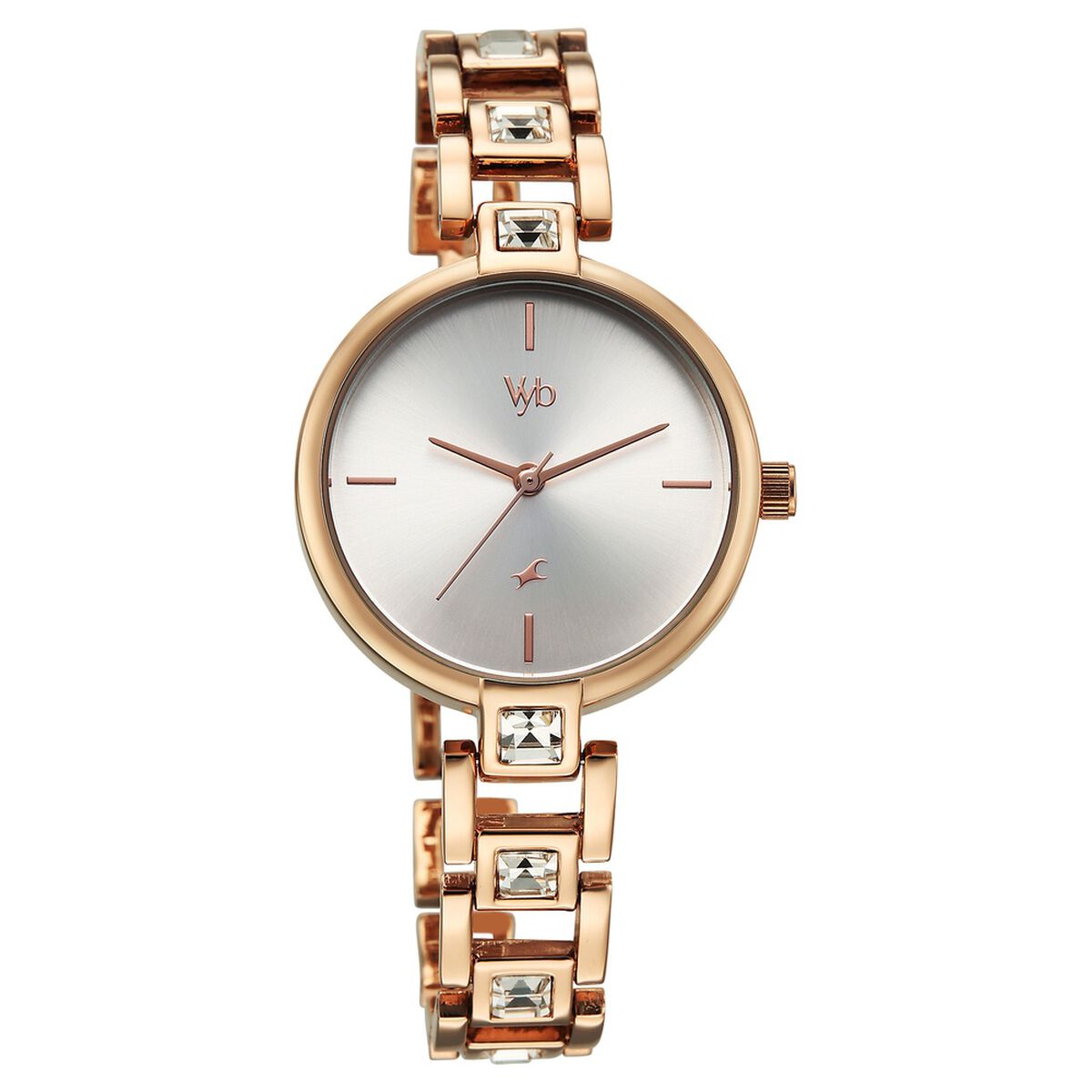 Vyb Manifester By Fastrack Quartz Analog Silver Dial Rose Gold Metal Strap Watch For Girls 3