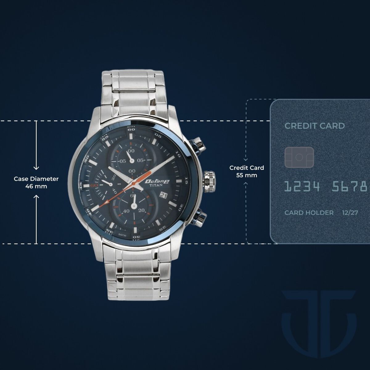 Titan Octane Quartz Chronograph Blue Round Dial Silver Stainless Steel Strap Watch For Men 3