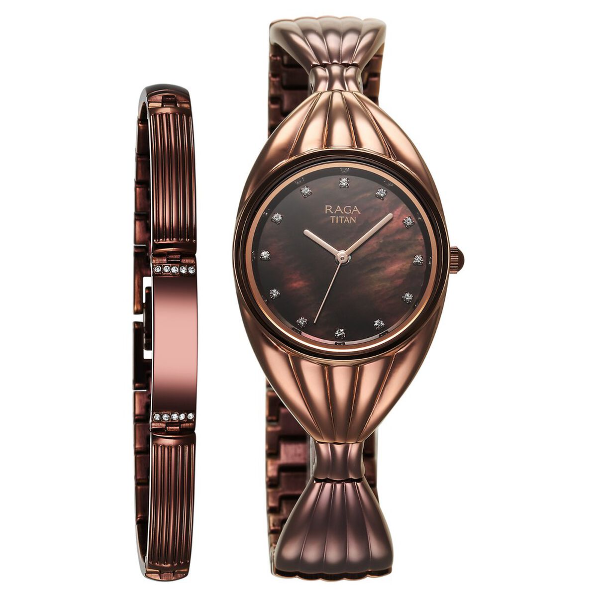 Titan Raga Memoirs Quartz Analog Mother Of Pearl Dial With Brown Metal Strap Watch For Women 1