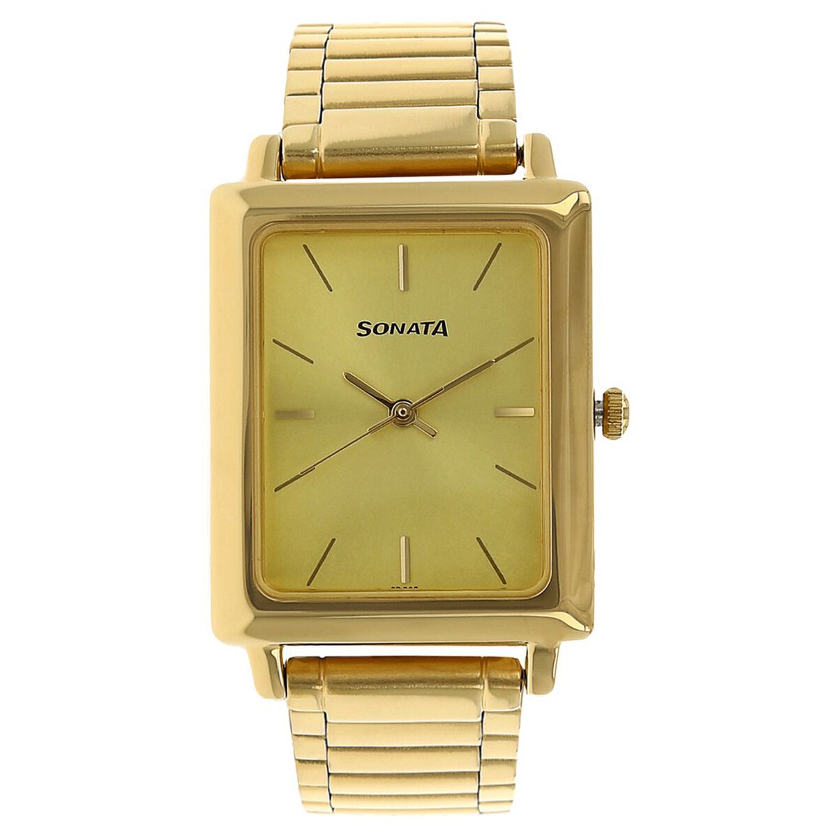 Sonata Quartz Analog Champagne Dial Stainless Steel Strap Watch for Men 1