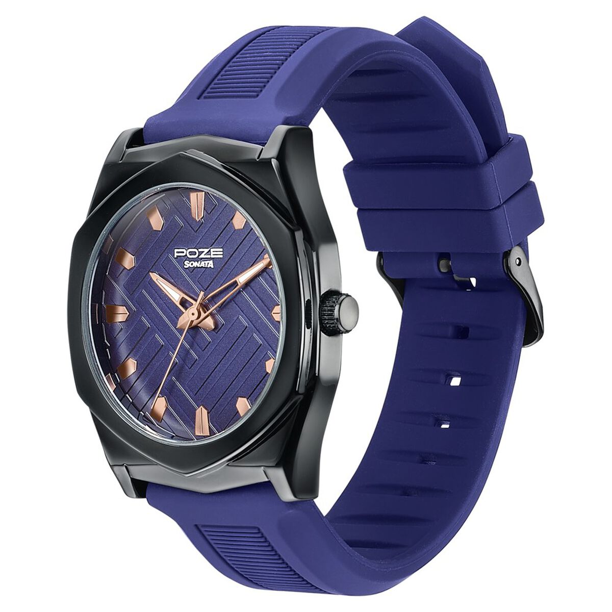 Poze By Sonata Quartz Analog Blue Dial Blue Silicone Strap Watch For Men 5
