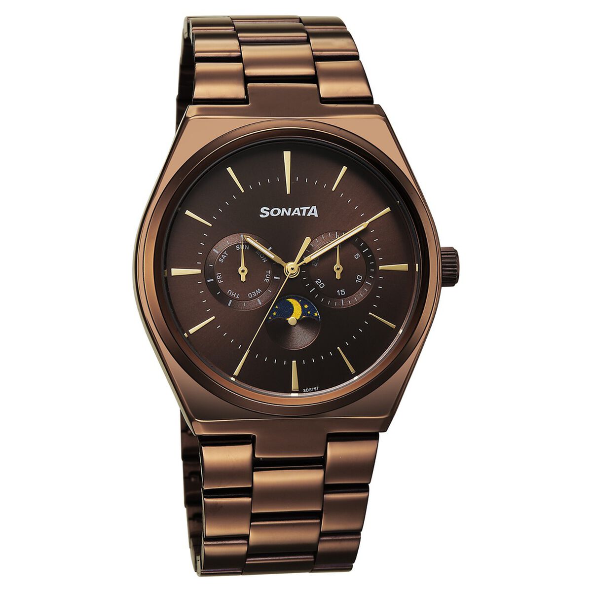 Sonata Festive Quartz Analog Brown Dial Metal Strap Watch For Men 1