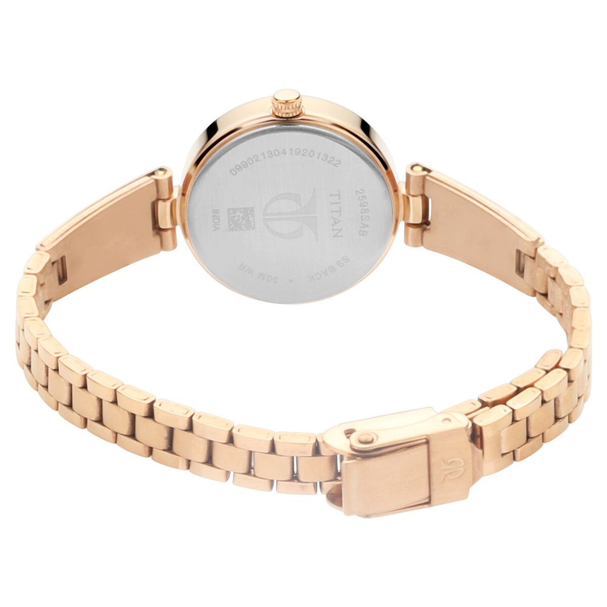 Titan Quartz Analog Silver Dial Rose Gold Metal Strap Watch For Women 5