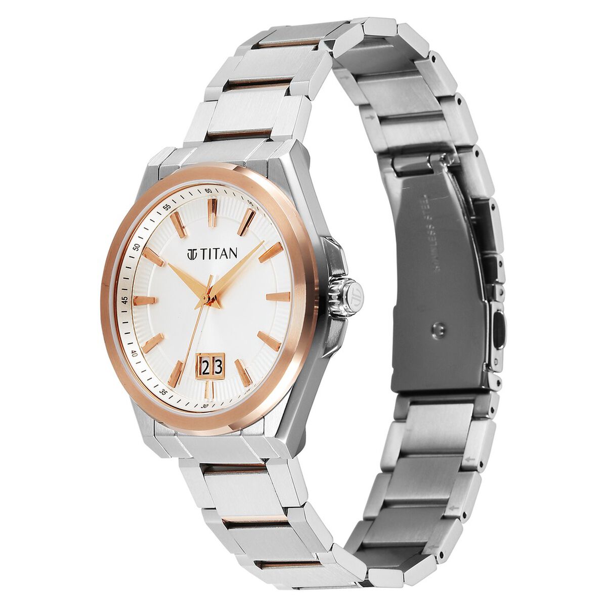 Titan Classique Big Date Analog with Silver Dial Dual Tone Stainless Steel Strap Watch for Men 5