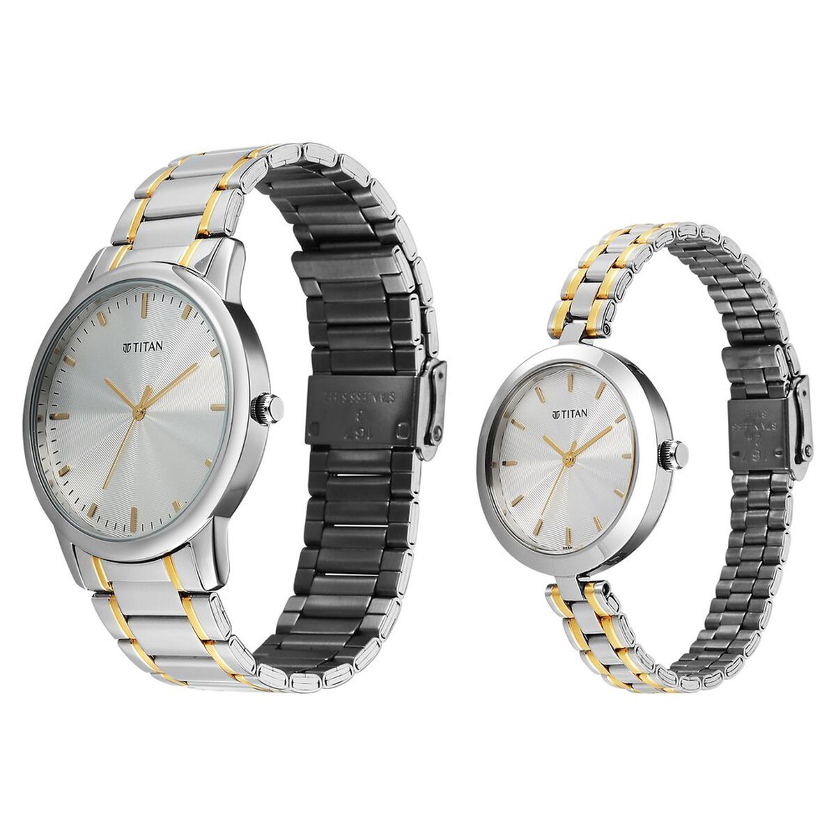 Titan Bandhan Eternal Pair Analog with Silver Dial Dual Tone Stainless Steel Strap Watch for Couples 3