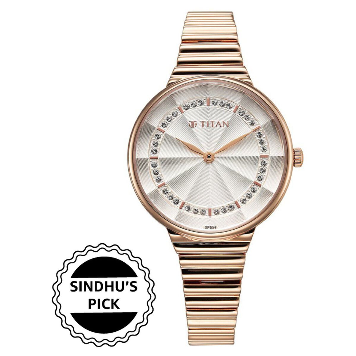 Titan Purple Aura Quartz Analog Silver Dial Rose Gold Stainless Steel Strap Watch For Women 1