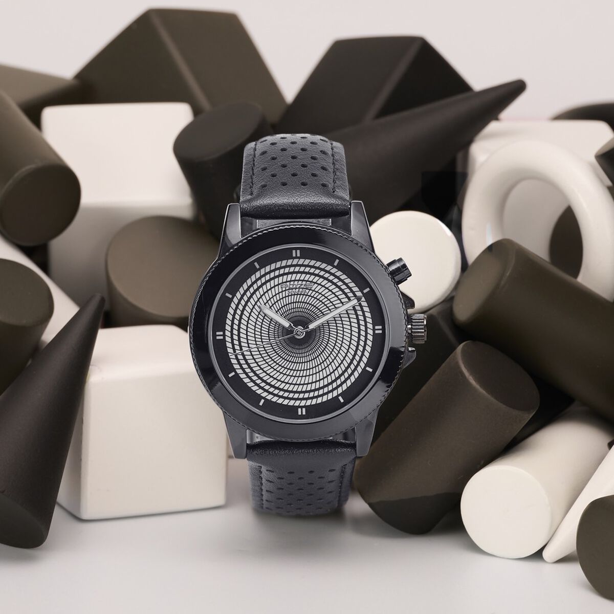 Poze By Sonata Quartz Analog Black Dial Black PU Leather Strap Watch For Men 1