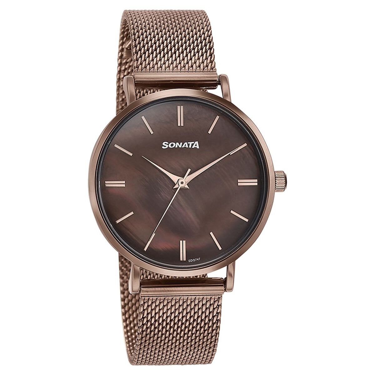 Sonata Quartz Analog Brown Dial Brown Stainless Steel Strap Watch For Women 3