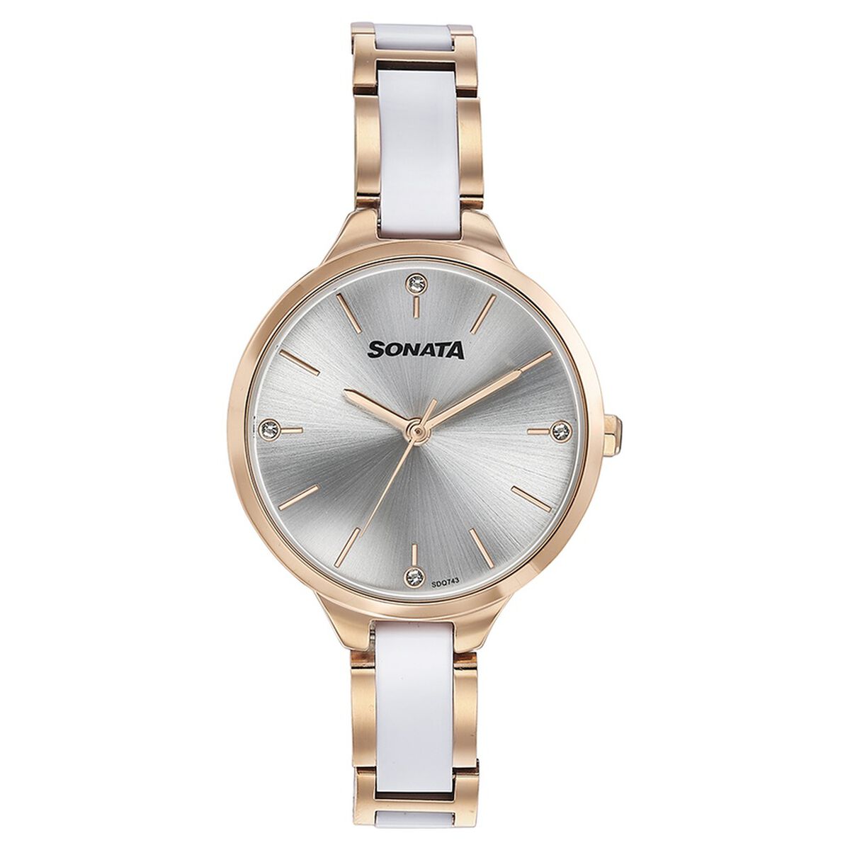 Sonata Quartz Analog Silver Dial Two Toned Stainless Steel Strap Watch For Women 2