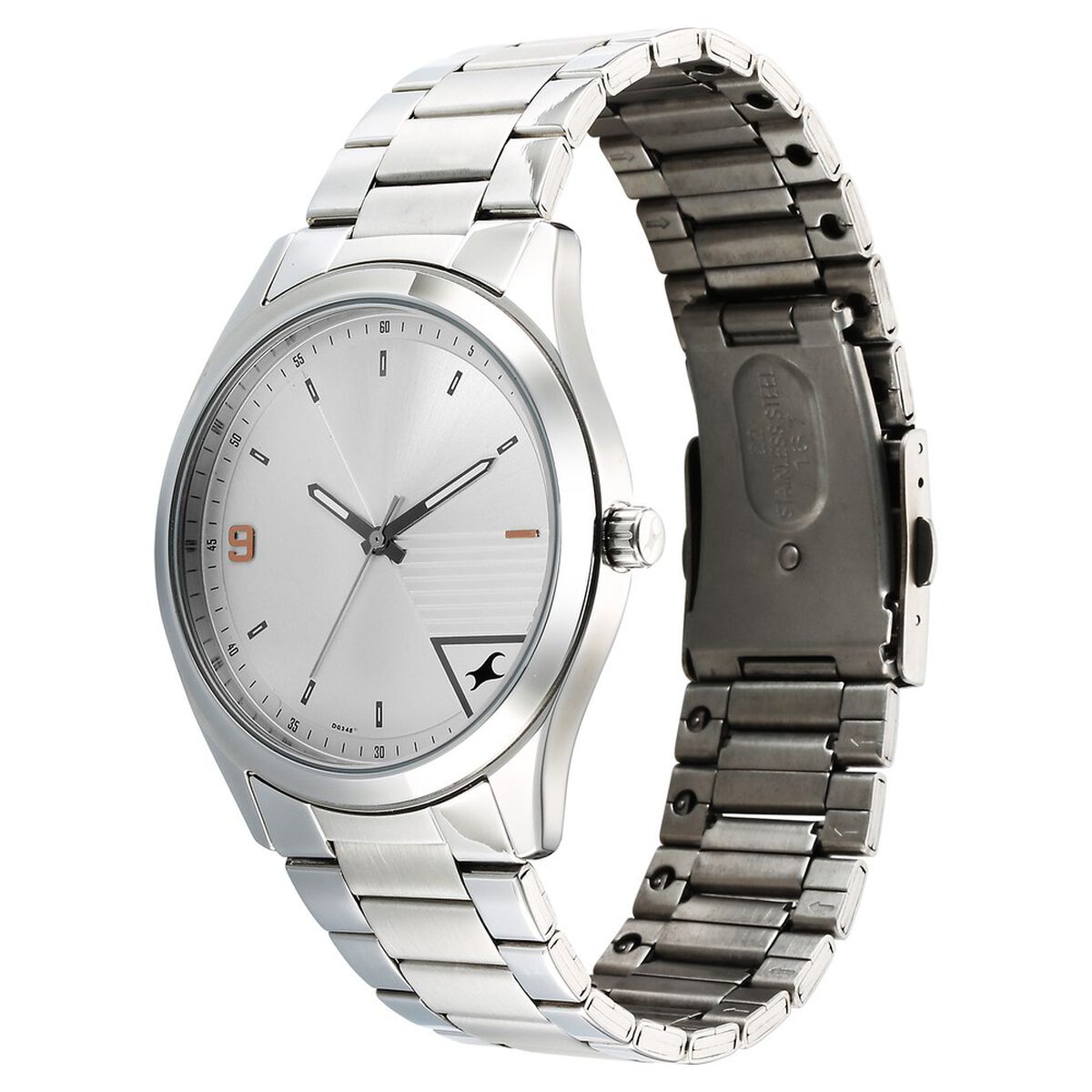 Fastrack Stunners Quartz Analog Silver Dial Silver Metal Strap Watch For Guys 3