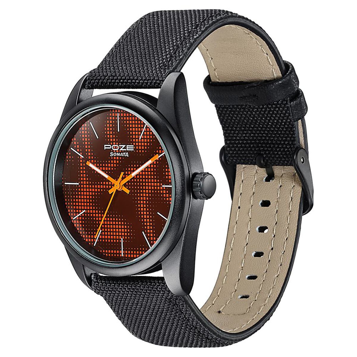 Poze By Sonata Quartz Analog Two Toned Dial Black Nylon Strap Watch For Men 5