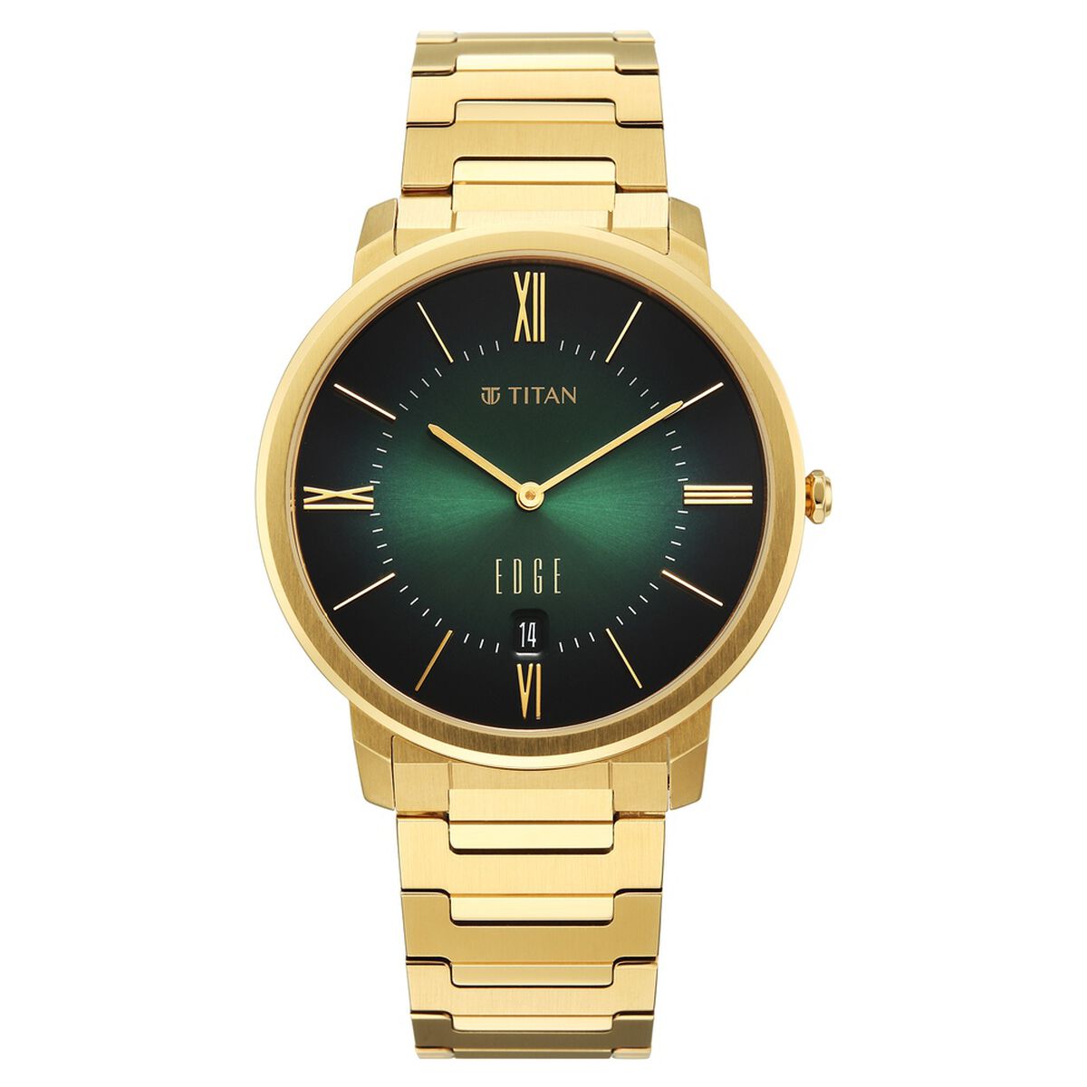 Edge Meister Quartz Analog with Date Green Dial Golden Stainless Steel Strap Watch For Men 3
