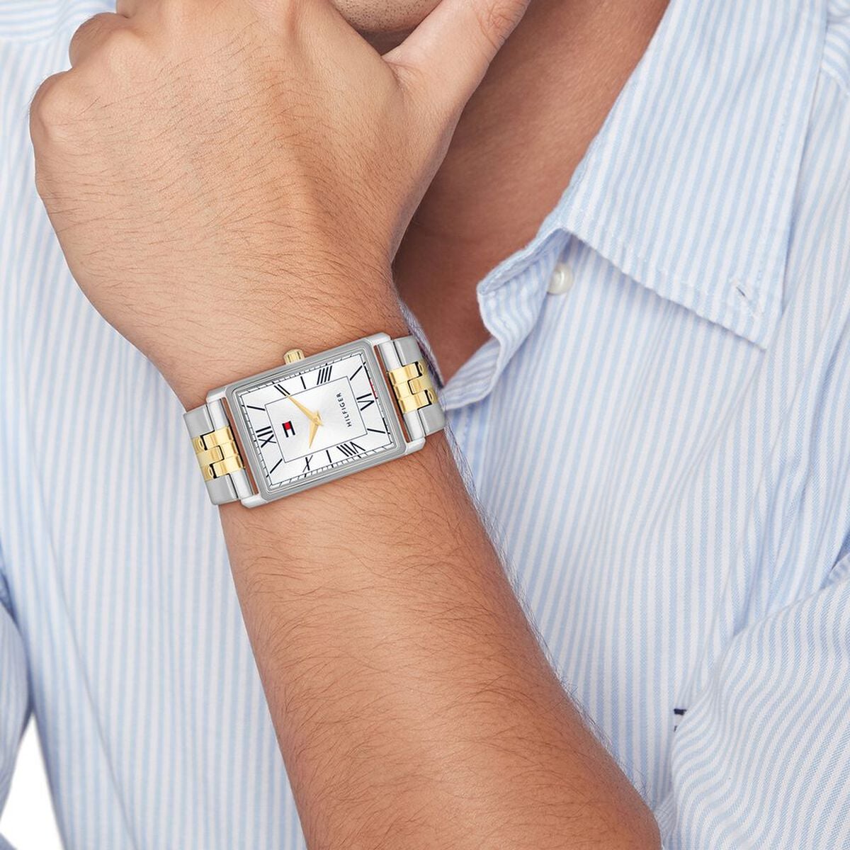 Tommy Hilfiger Quartz Analog Silver Dial Two Toned Stainless Steel Strap Watch For Men 3