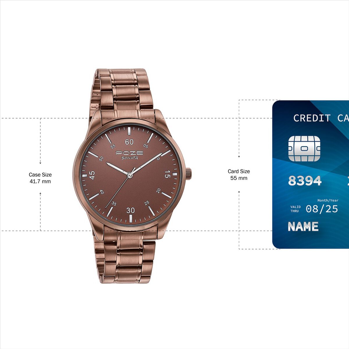 Sonata Poze Quartz Analog Brown Dial Stainless Steel Strap Watch For Men 4
