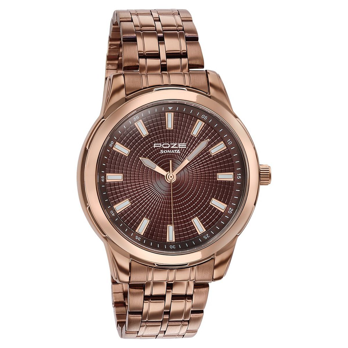 Sonata Poze Quartz Analog Brown Dial Brown Metal Strap Watch For Men 3