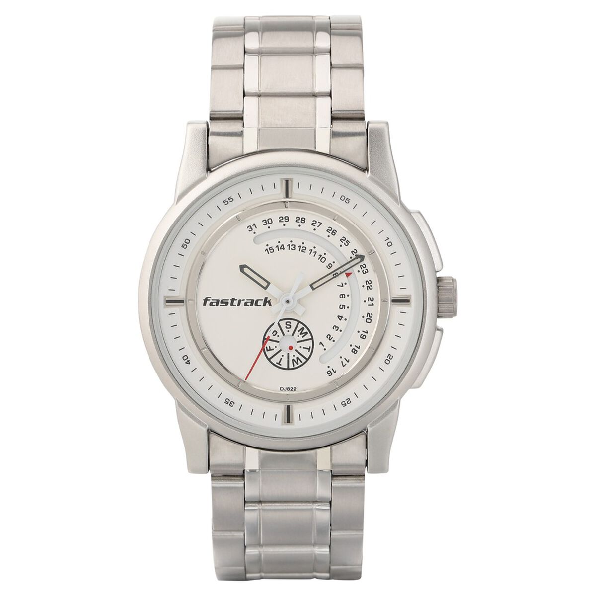 Fastrack Go Skate Quartz Analog with Day and Date White Dial Stainless Steel Strap Watch for Guys 2