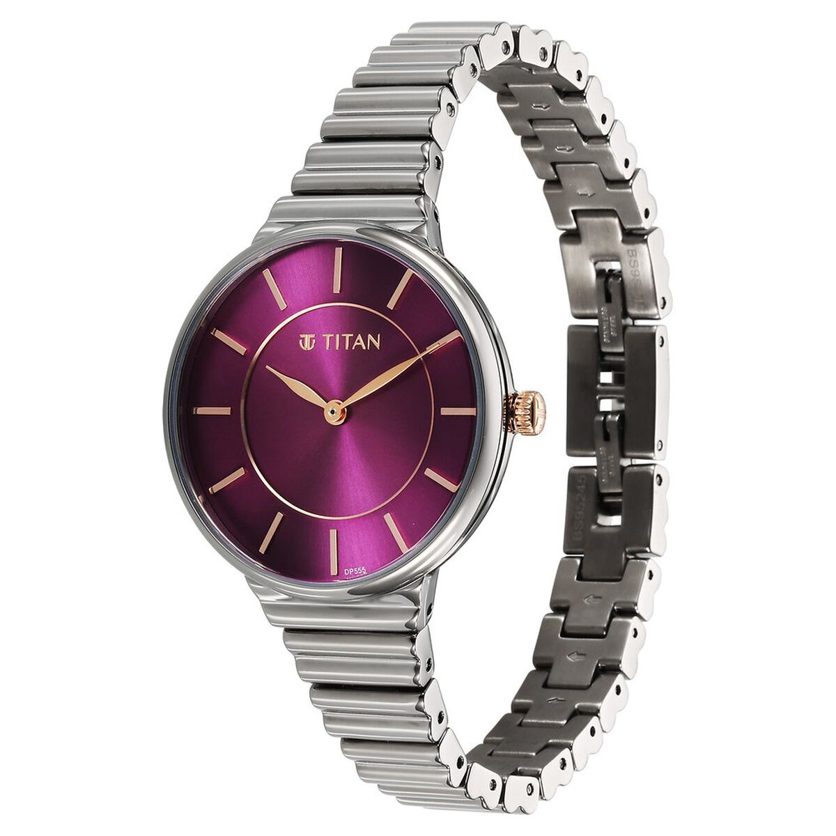 Titan Aura Quartz Analog Purple Dial Stainless Steel Strap Watch for Women 4