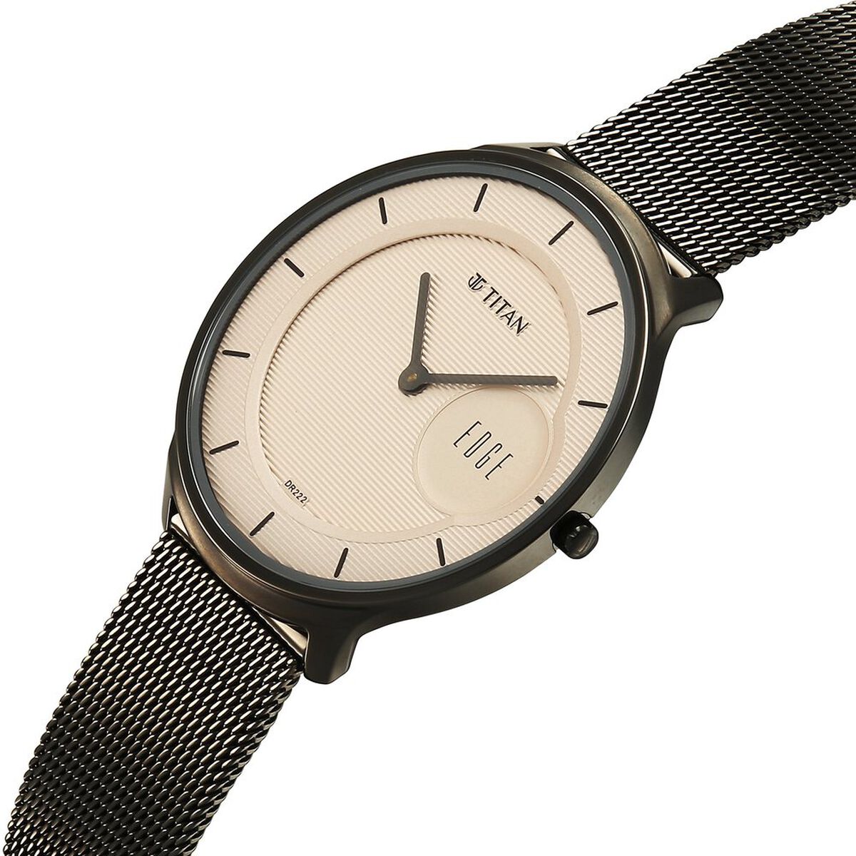 Titan Edge Murals Quartz Analog Pink Dial Grey Stainless Steel Strap Watch For Men 3