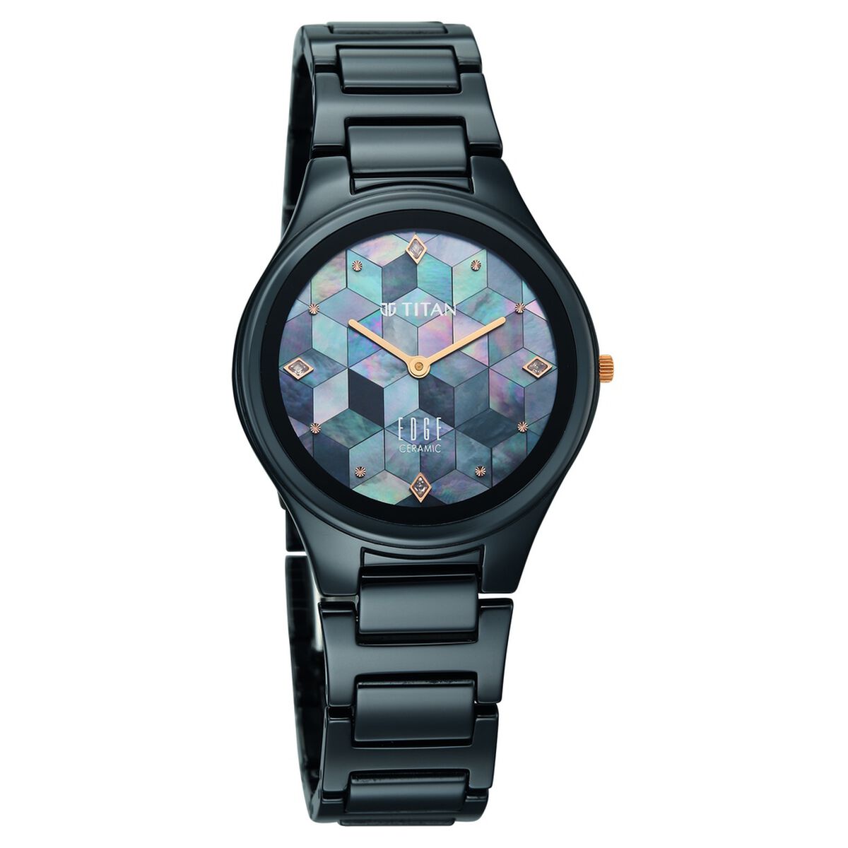 Edge Tessel Quartz Analog Blue Dial Blue Ceramic Strap Watch For Women 2