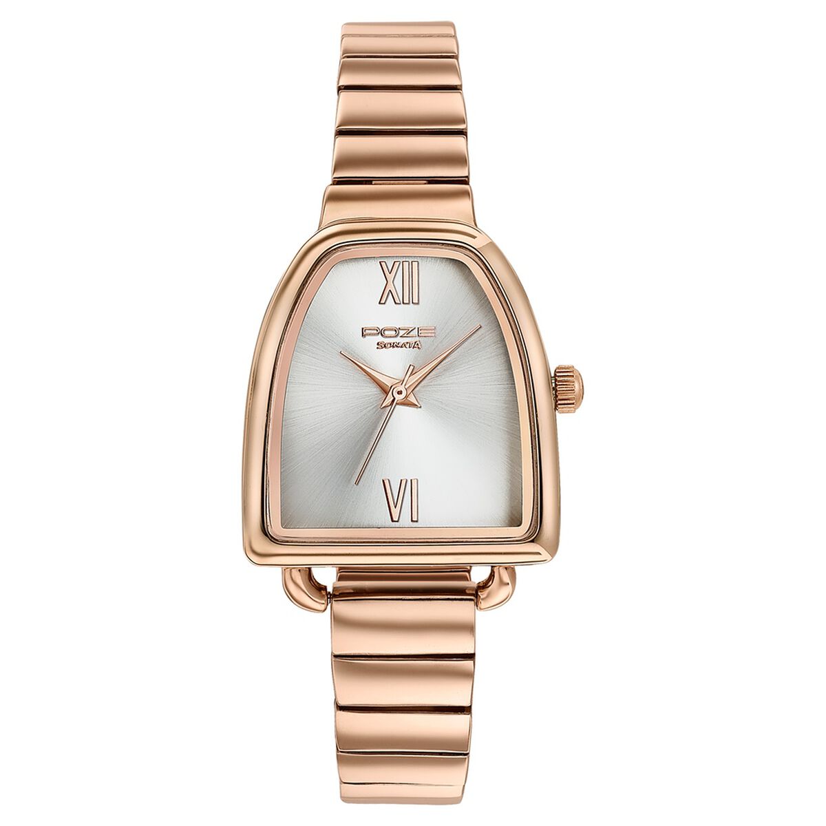 Poze By Sonata Quartz Analog Silver Dial Rose Gold Metal Strap Watch For Women 2