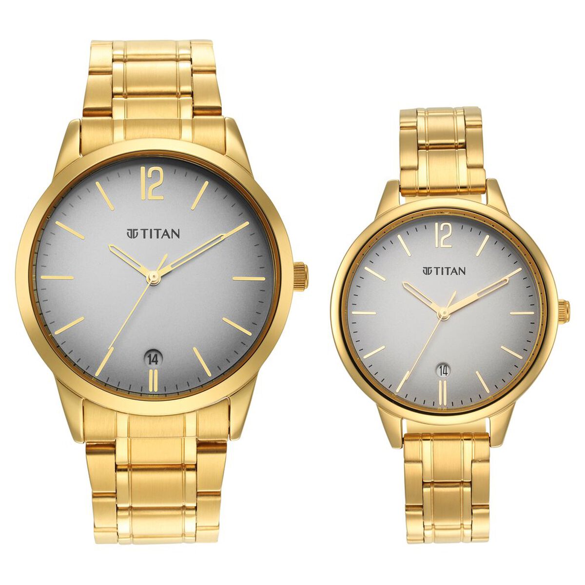 Titan Bandhan Grey Dial Analog Stainless Steel Strap Watch for Couple 2