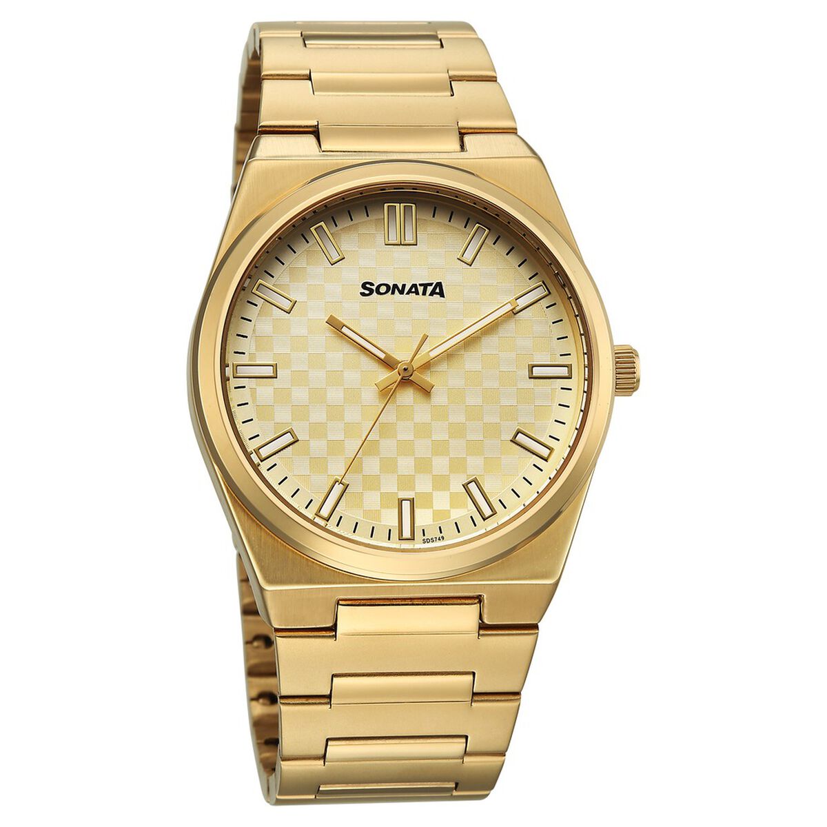 Sonata Festive Quartz Analog Golden Dial Metal Strap Watch For Men 1