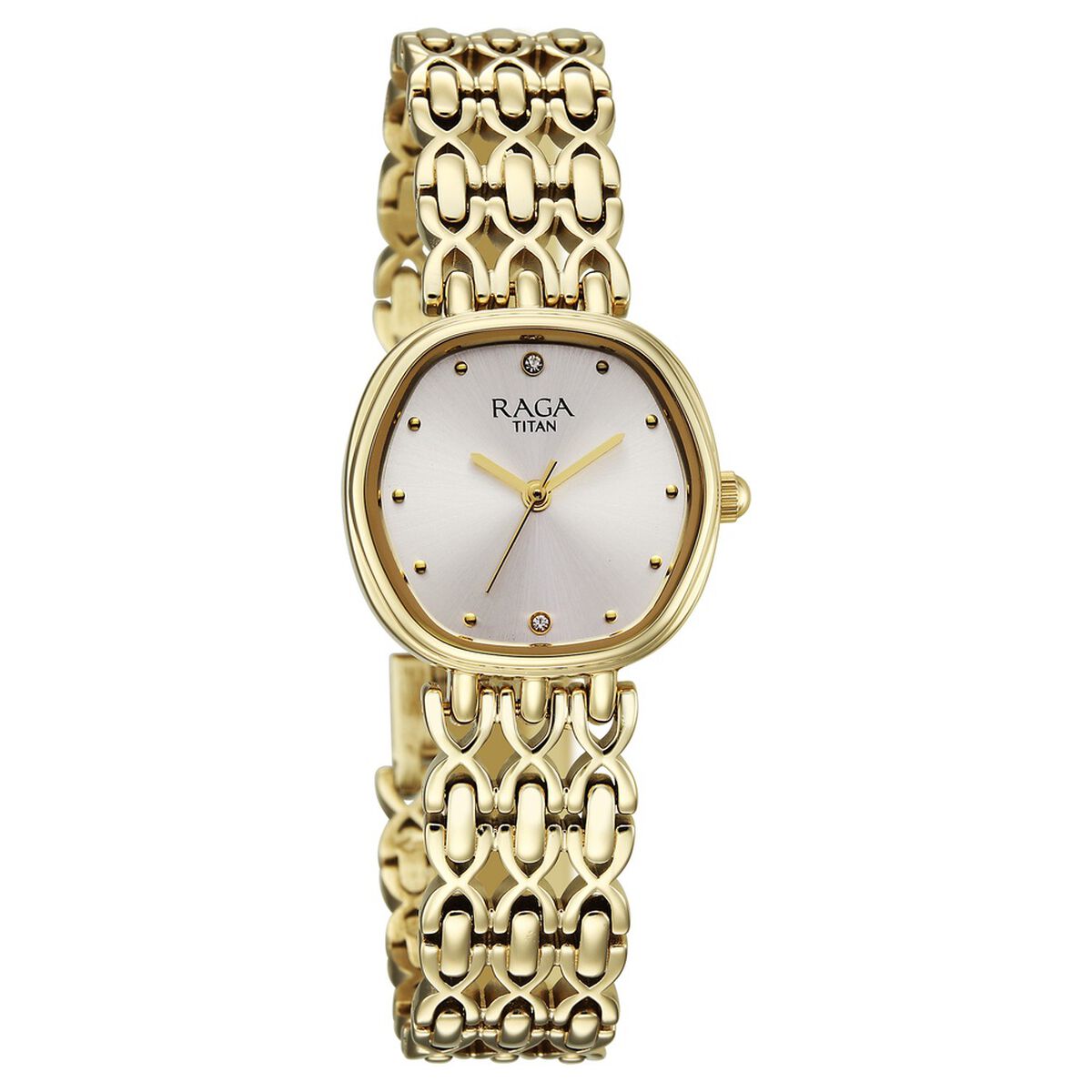 Titan Raga Spotlight Quartz Analog White Dial Golden Metal Strap Watch For Women 2