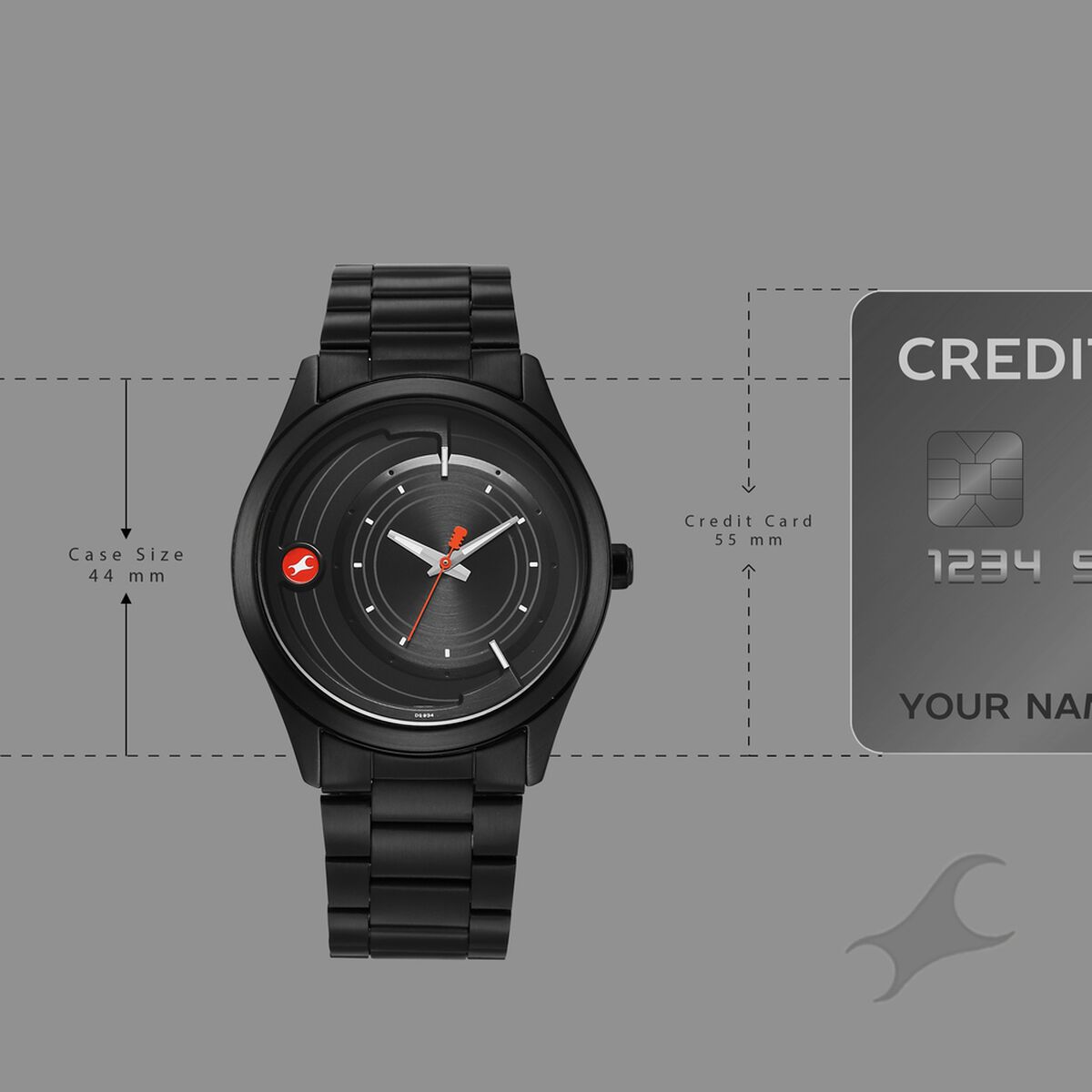Fastrack Groove Quartz Analog Black Dial Black Stainless Steel Strap Watch For Guys 4