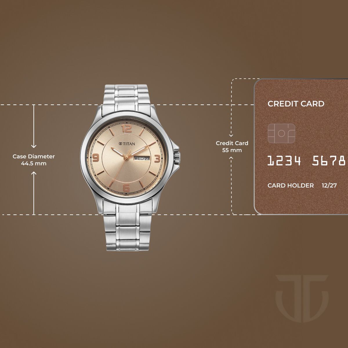 Titan Neo Arabic Analog with Day Date Beige Dial Silver Stainless Steel Strap Watch for Men 4