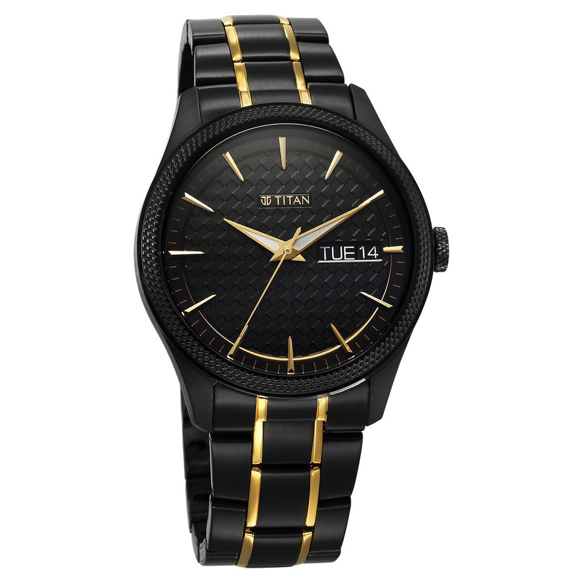 Titan Regalia Opulent Quartz Analog with Day and Date Black Dial Two Toned Stainless Steel Strap Watch for Men 2