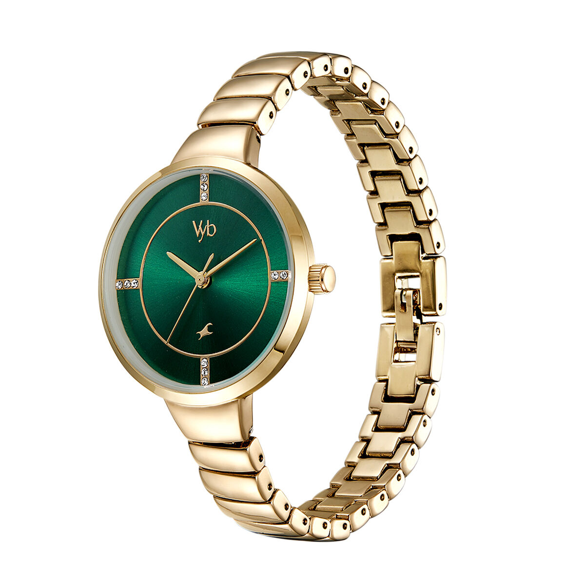 Fastrack Vyb Enigma Quartz Analog Green Dial Stainless Steel Strap Watch for Girls 4