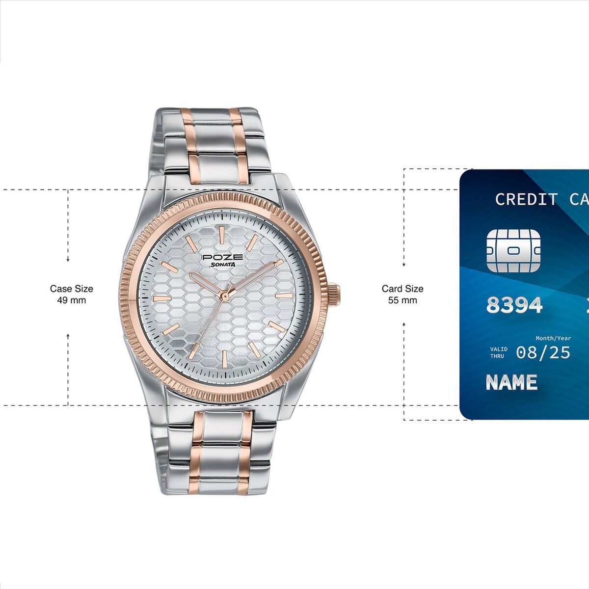 Poze By Sonata Quartz Analog Silver Dial Two Toned Metal Strap Watch For Men 4