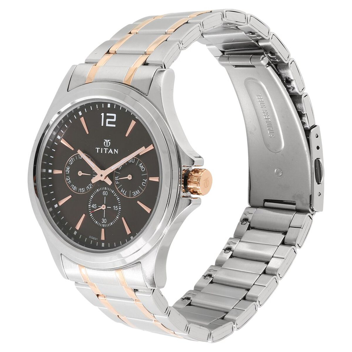 Titan Workwear Quartz Multifunction Brown Dial Stainless Steel Strap watch for Men 2