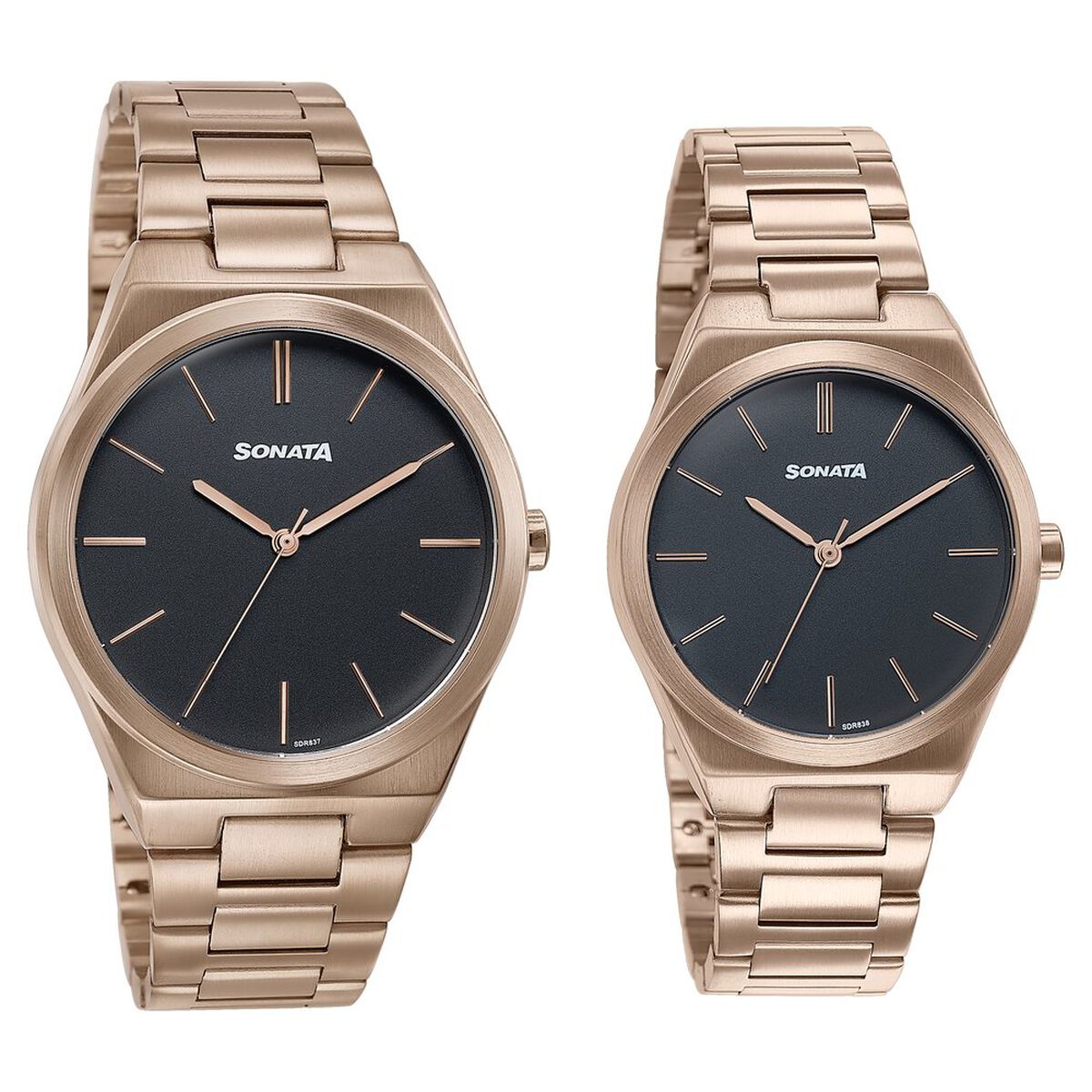 Sonata Wedding Edit Quartz Analog Black Dial Stainless Steel Strap Watch For Pair 3