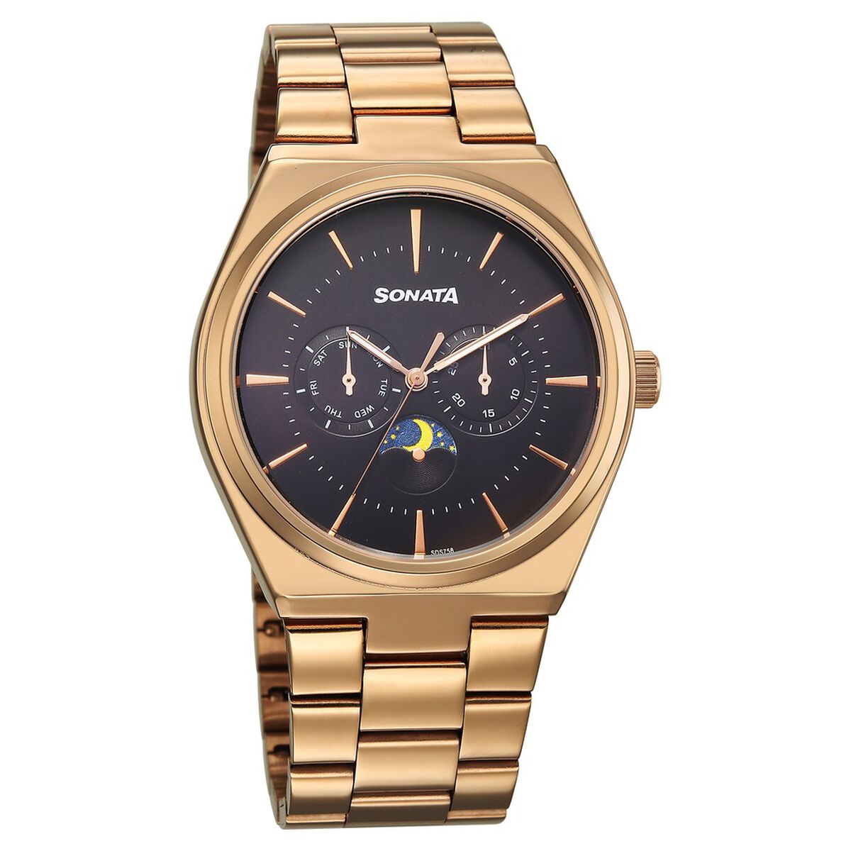 Sonata Festive Quartz Analog Black Dial Metal Strap Watch For Men 2