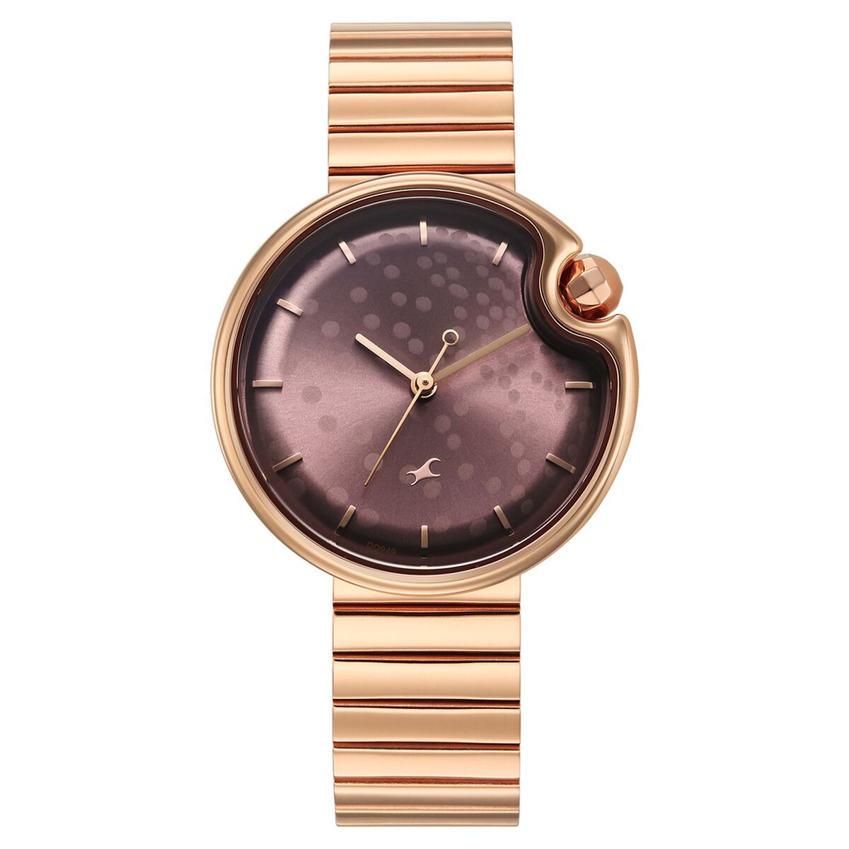 Fastrack Groove Analog with Dusty Purple Dial Rose Gold Metal Strap Watch for Girls 2