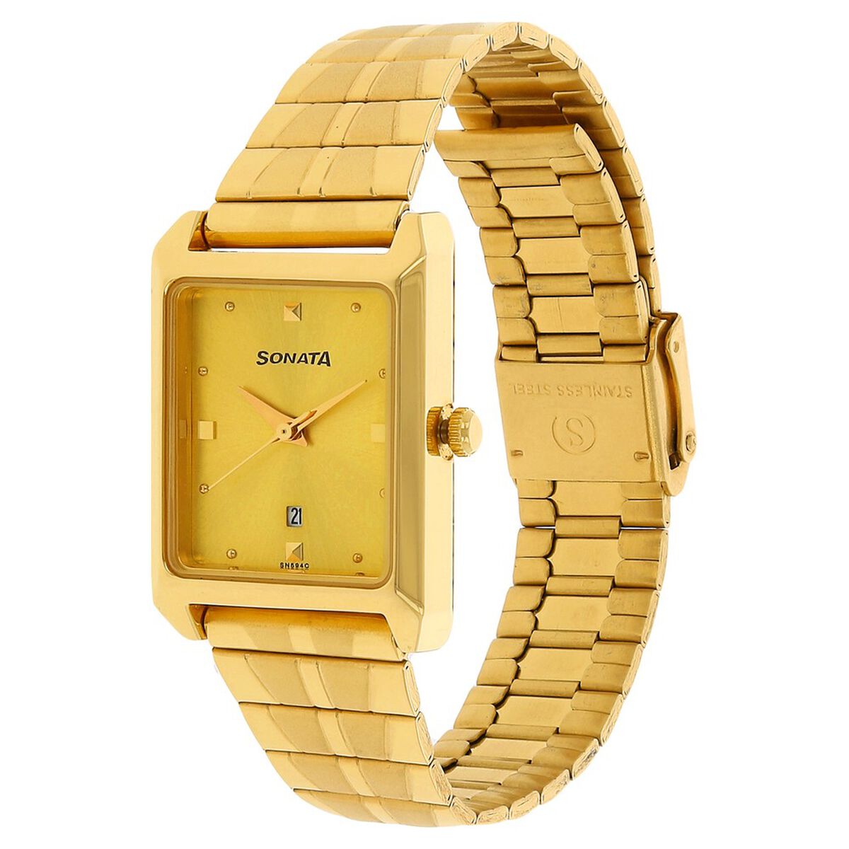 Sonata Quartz Analog Champagne Dial Stainless Steel Strap Watch for Men 2