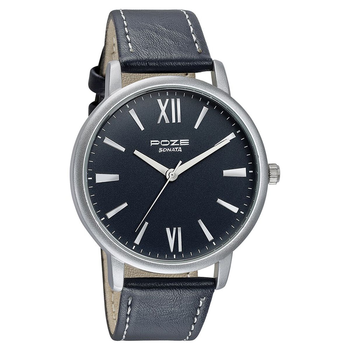 Sonata Poze Quartz Analog Black Dial Leather Strap Watch for Men 3