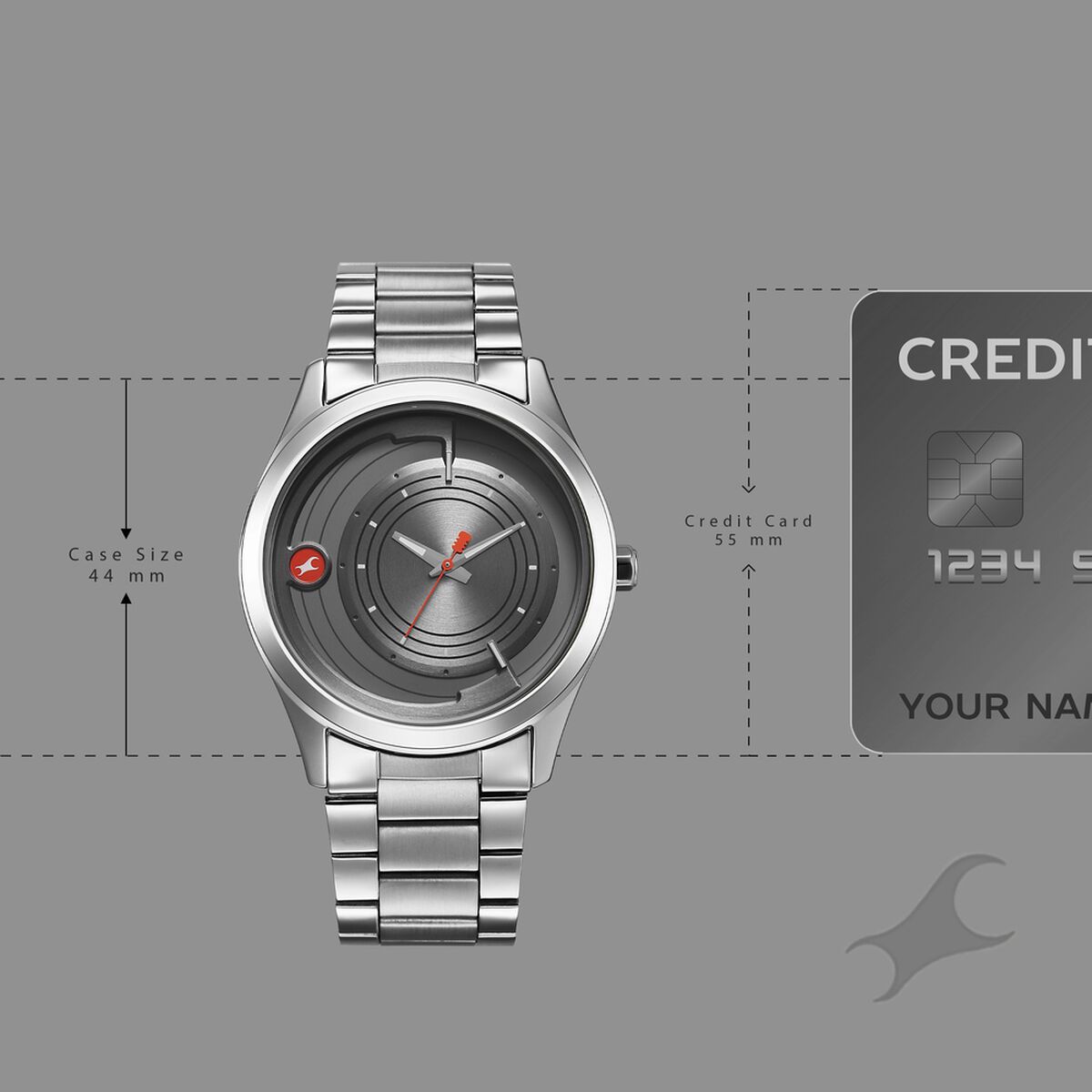 Fastrack Groove Quartz Analog Grey Dial Silver Stainless Steel Strap Watch For Guys 4