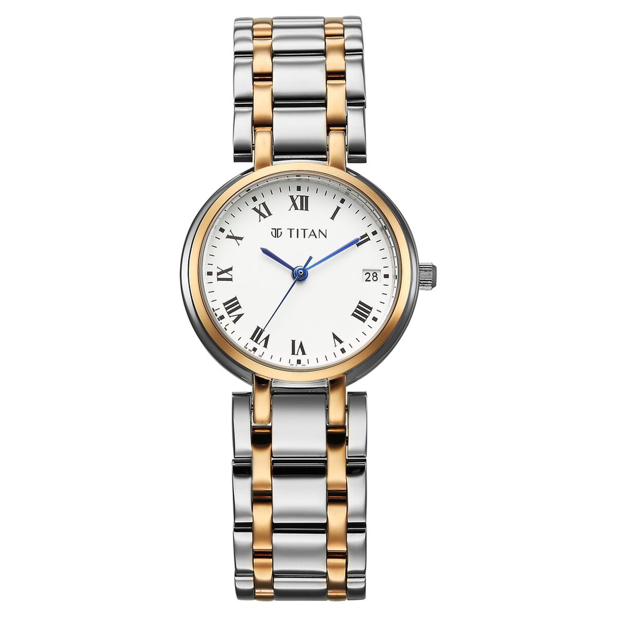 Titan Eminence Workwear Quartz Analog White Dial Two Toned Metal Strap Watch For Women 1