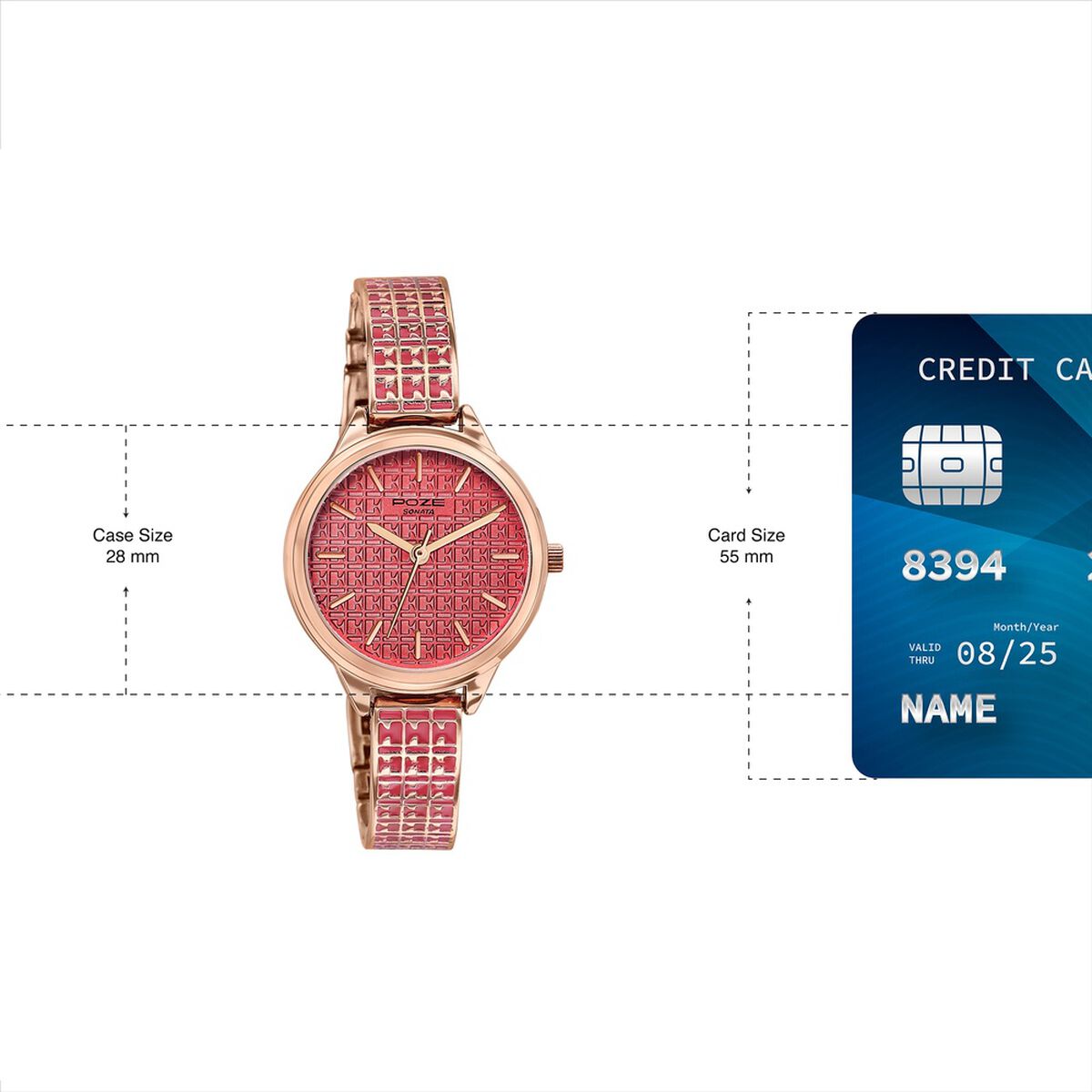 Poze By Sonata Quartz Analog Pink Dial Two Toned Metal Strap Watch For Women 4