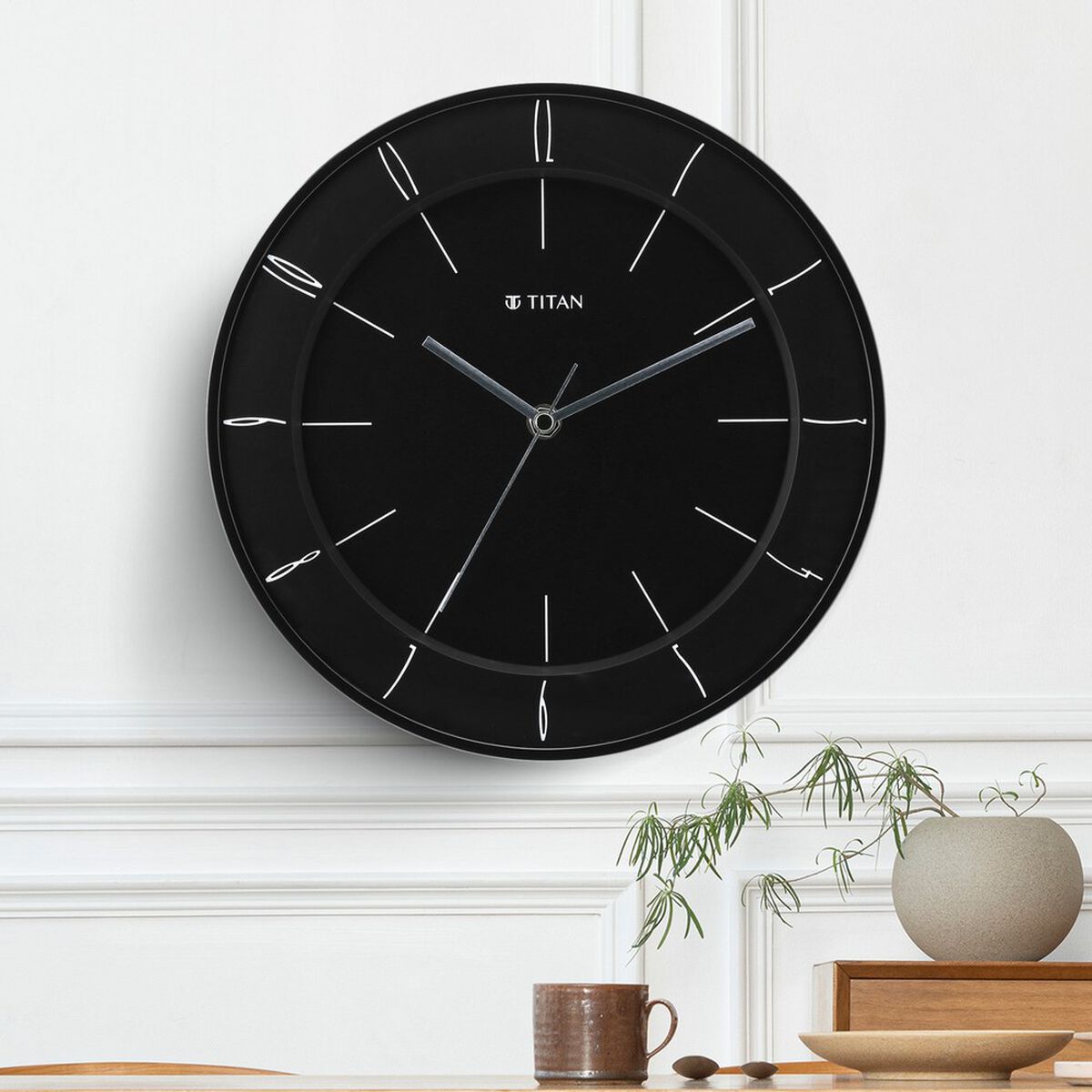 Titan Contemporary Black Wall Clock with Domed Glass - 27 cm x 27 cm (Small) 1