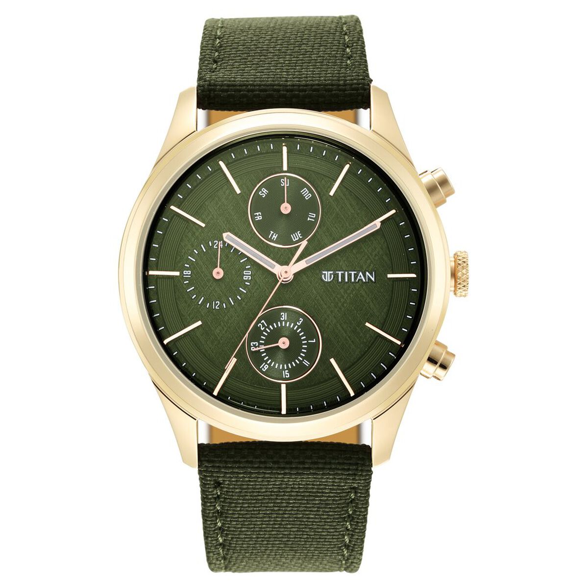 Titan Neo Splash Green Dial Quartz Analog with Date Fabric Strap watch for Men 2