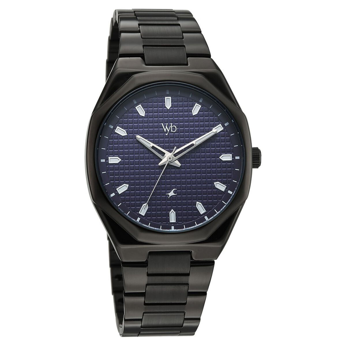 Vyb Nimbus By Fastrack Quartz Analog Purple Dial Black Metal Strap Watch For Guys 2