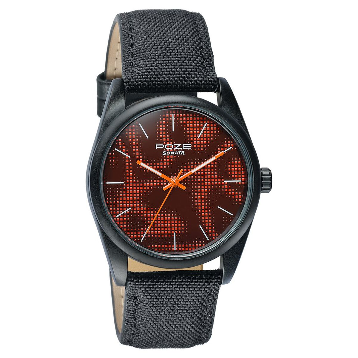 Poze By Sonata Quartz Analog Two Toned Dial Black Nylon Strap Watch For Men 3