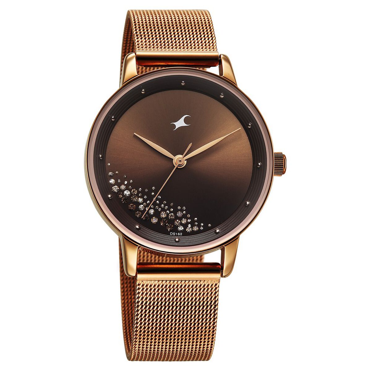 Fastrack Style Up Quartz Analog Brown Dial Rose Gold Colour Stainless Steel Strap Watch For Girls 2