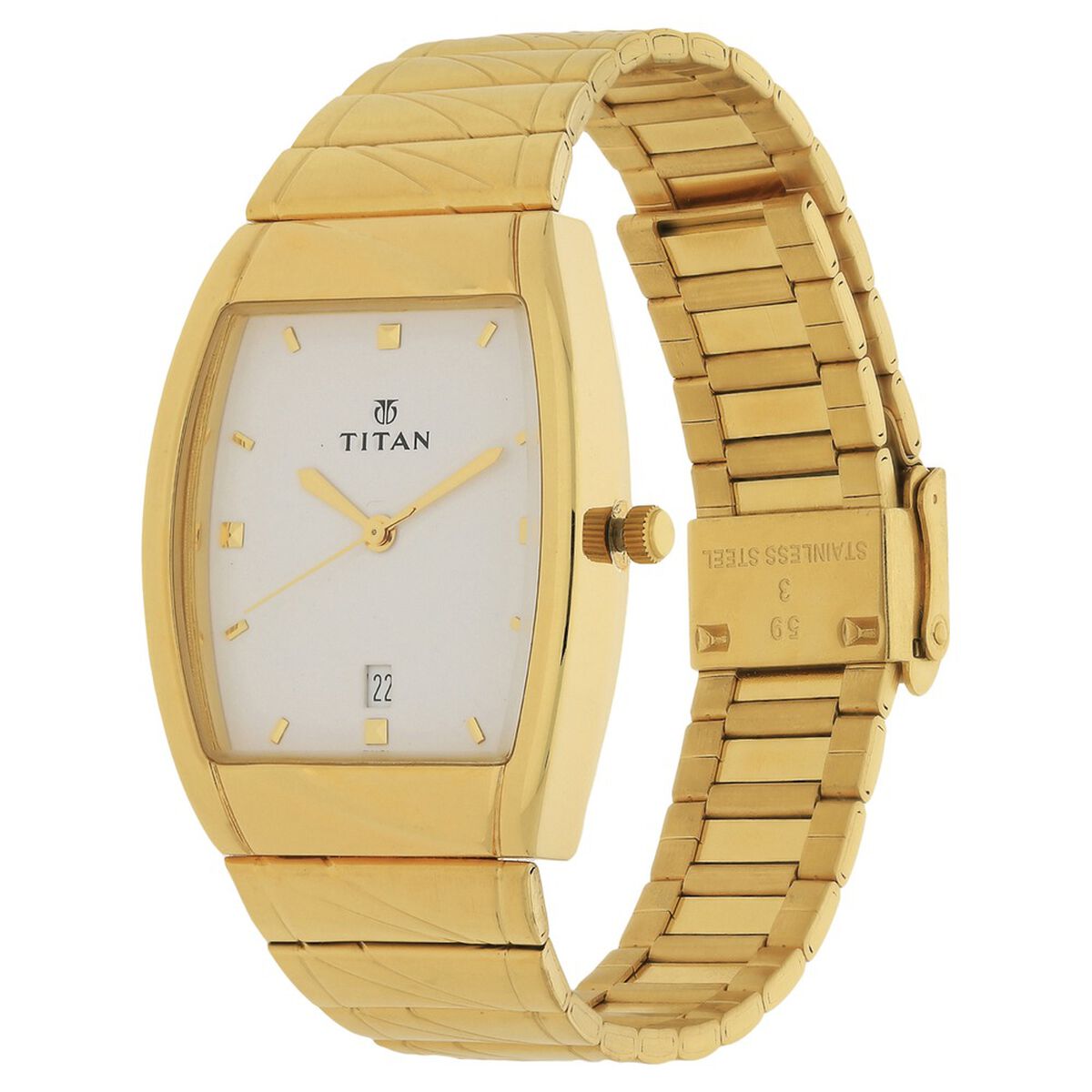 Titan Quartz Analog with Date White Dial Stainless Steel Strap Watch for Men 4