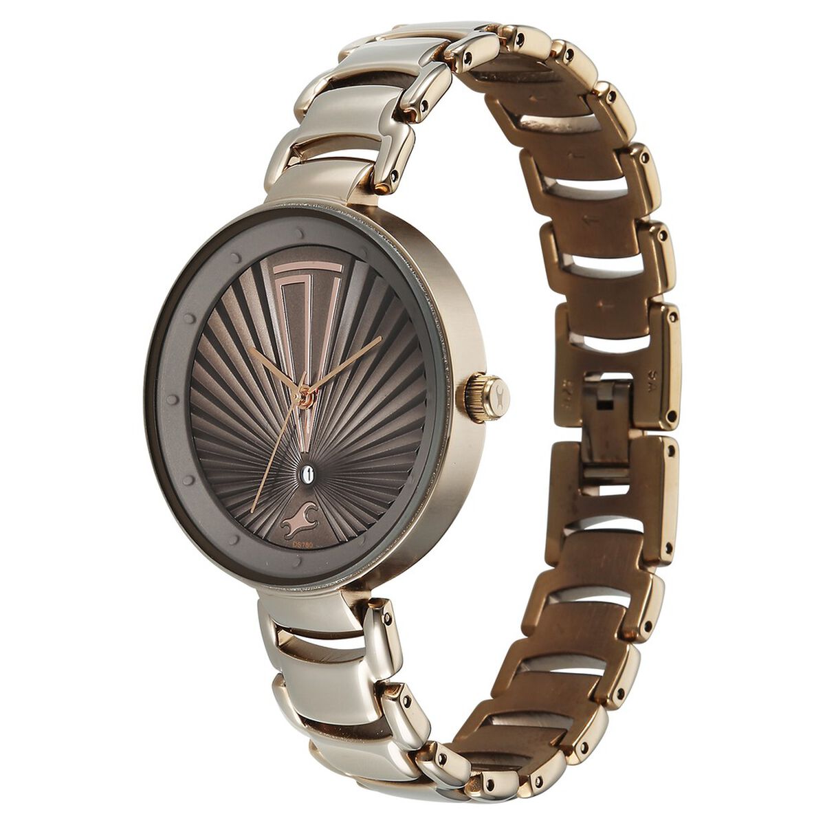 Fastrack Chrome K Quartz Analog with Date Grey Dial Metal Strap Watch For Girls 3