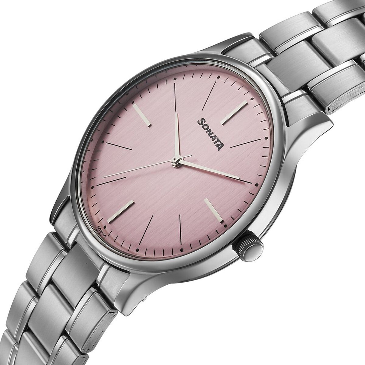 Sonata Aspire Quartz Analog Pink Dial Stainless Steel Strap Watch For Men 3